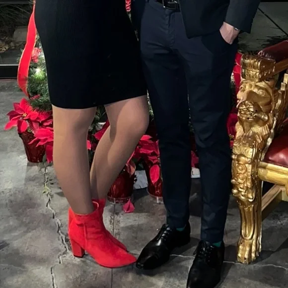 Womens Red Heel Ankle Boots - Picture 9 of 12